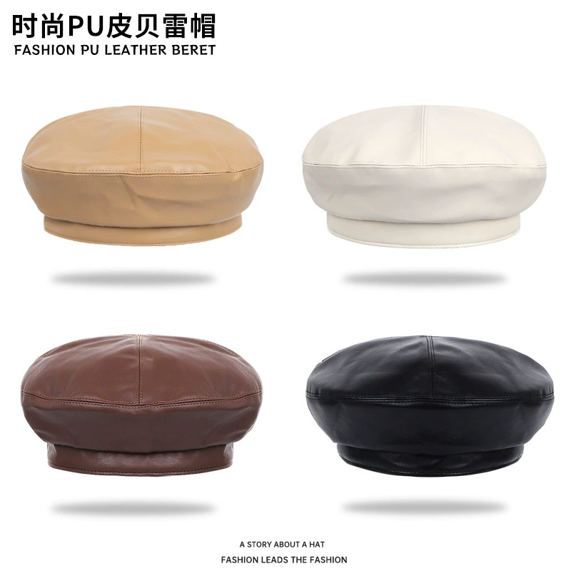 Модный кожаный берет с капюшоном, стиль Chanel, стиль Korea