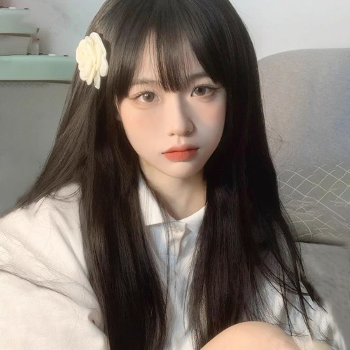 Starway Wig Women's Long Hair Black Brown Round Face Air Bangs Natural Autumn and Winter Simulated Hair Long Straight Hair Full Headgear Style