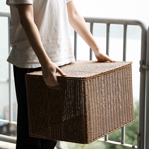 Nordic style extra large imitation rattan storage box box basket household clothes box moving storage artifact with lid