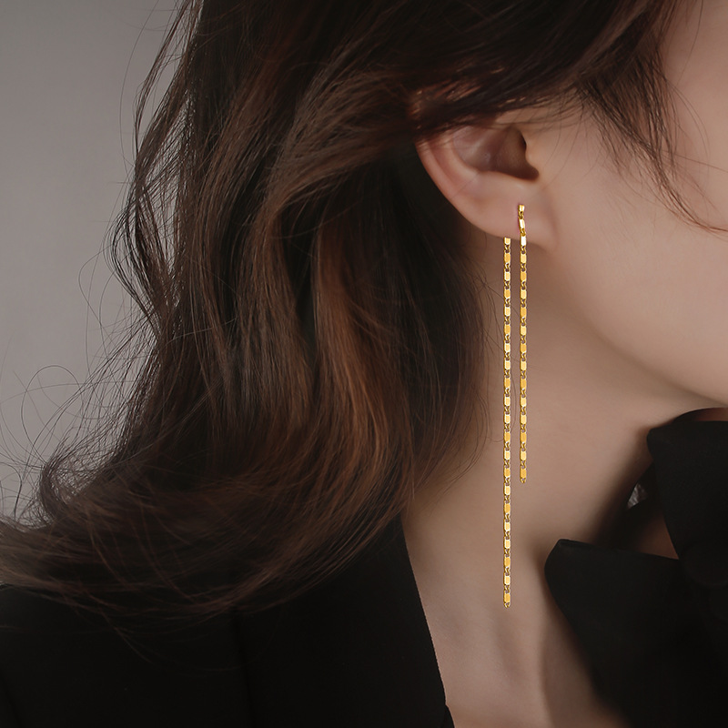 Long tassel earrings cold wind earrings South Korea temperament net red ear cord 2022 new fashion elegant
