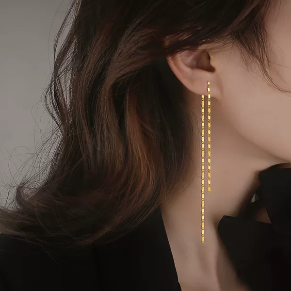 Long tassel earrings cold wind earrings South Korea temperament net red ear cord 2022 new fashion elegant