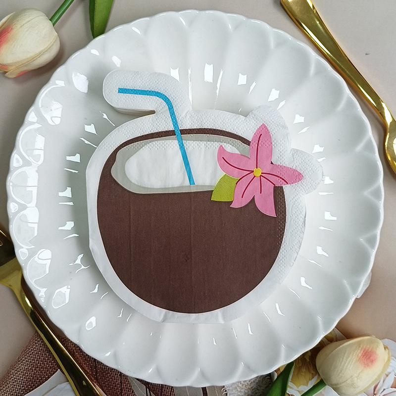 Cross Border Hot Sale Beverage Printed Napkins Shaped Tissue Party Decoration Disposable Printed Tissue Napkins