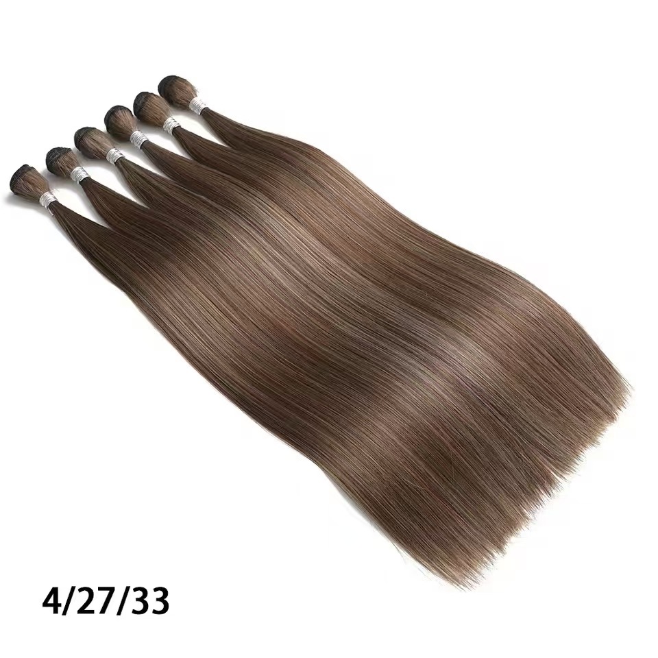 Extensiones de cabello sintético liso marrón de 22/26/30 pulgadas, cabello rubio largo y liso para mujeres, pelucas modernas resistentes al calor.