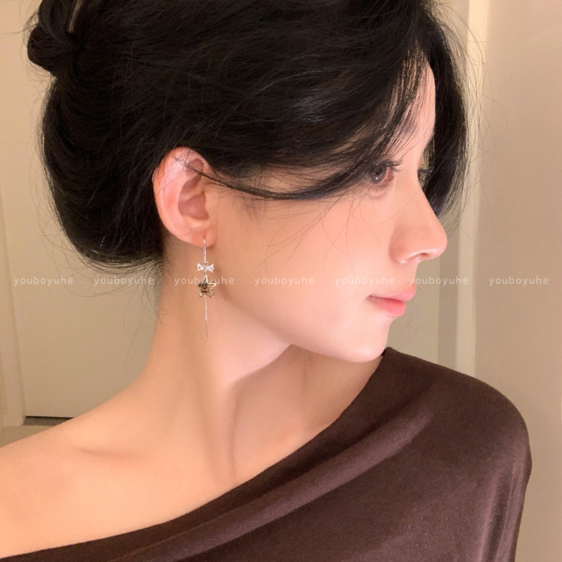 敲上镜！豹纹星星蝴蝶结流苏耳环女高级感轻奢独特耳钩巨好看耳饰|undefined