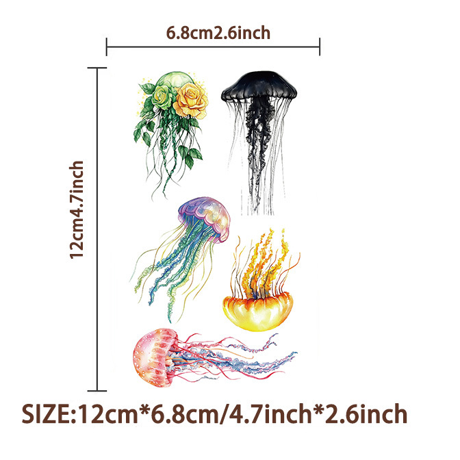 18g Weight tattoo stickers Event & Party Supplies 10 PCS/Package Quantity Party Occasion transfer stickers Material Jellyfish Pattern Jellyfish Transfer Stickers Tattoos & Body Art 10 PCS/Package 无