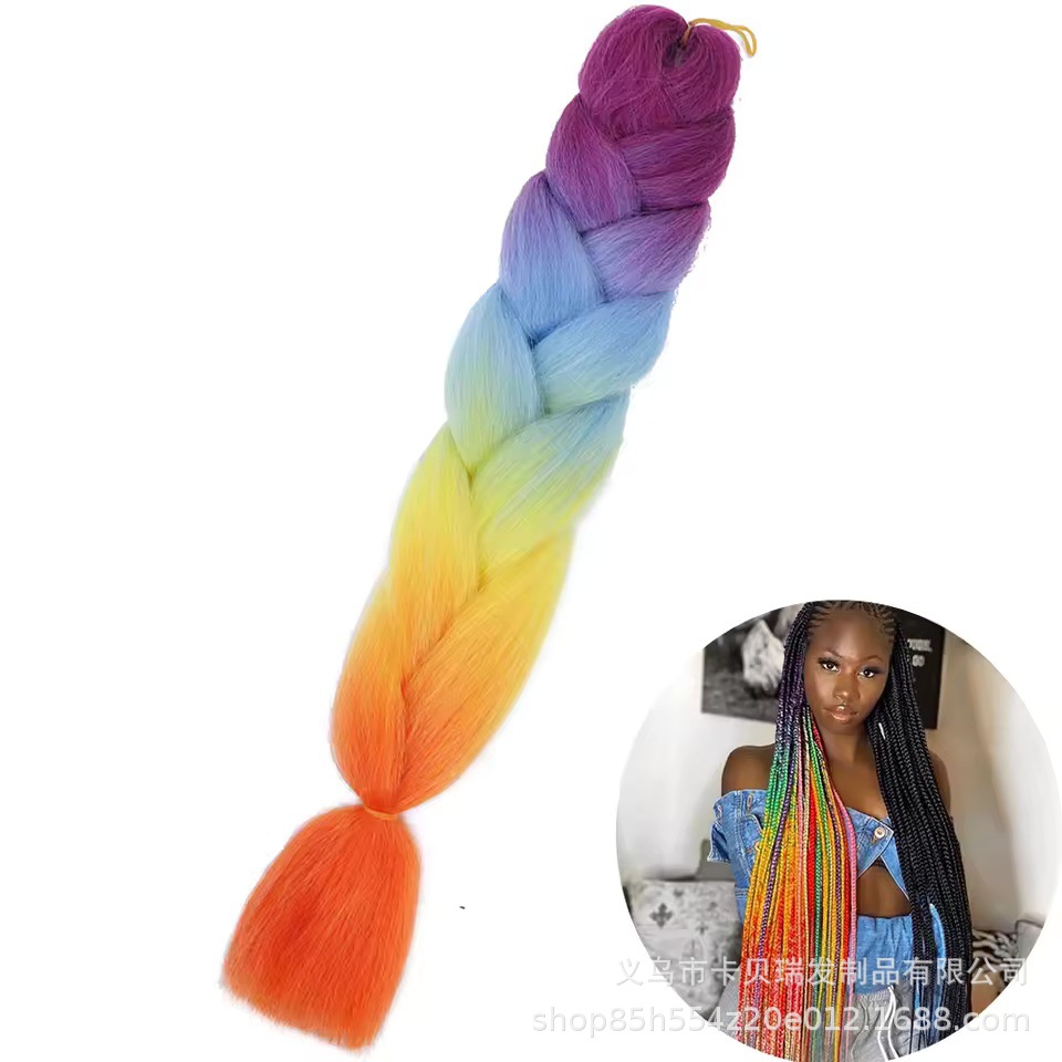 Xuchang pelucas al por mayor seda de alta temperatura teñido africano gran trenza jumbobraid fibra química colorida trenza sucia venta caliente