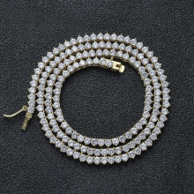 跨境欧美网球项链三爪单排4mm锆石链饰品男女嘻哈首饰小众设计