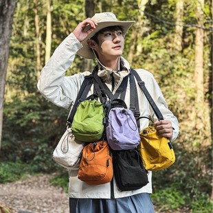 Outdoor Lightweight Small Bag, Multifunctional Camping Mobile Phone Bag, Cycling Workwear Crossbody Bag, Solid Color Shoulder Bag, Bucket Bag