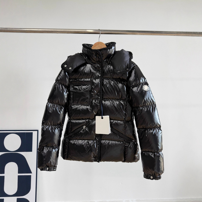 南油高品质蒙M家25s秋冬新款油蜡皮收腰款连帽长袖羽绒服女款外套|undefined