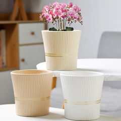 一件代發花盆陶瓷帶托盤輕奢ins風蝴蝶蘭大號奶油風多肉花盆跨境