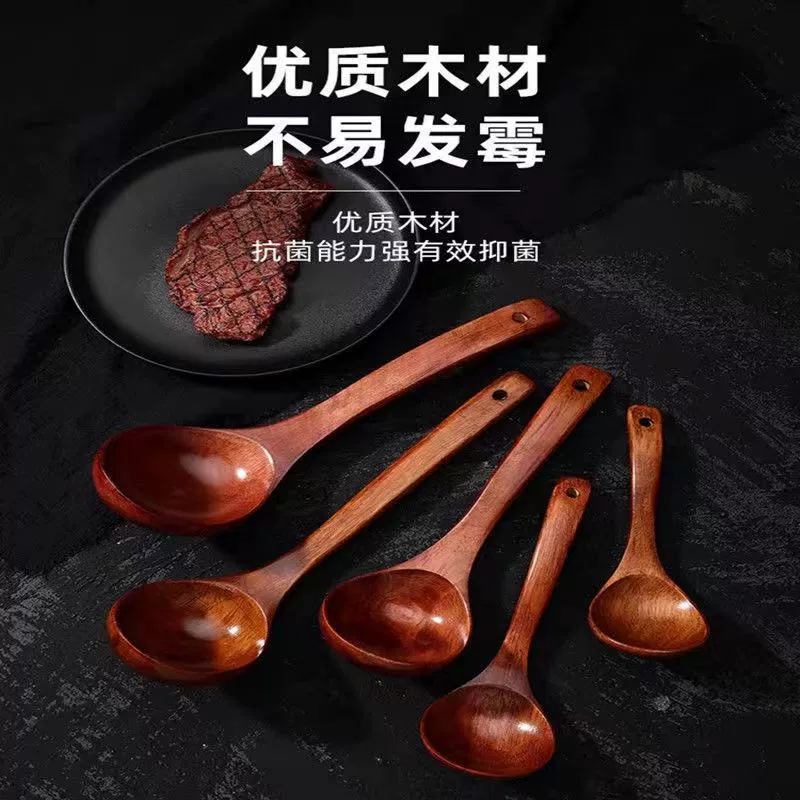Ложка для супа из твёрдого дерева, большая, ложка для каш, длинная ручка, нескользящая, деревянная ложка для супа, простая, весна таяние