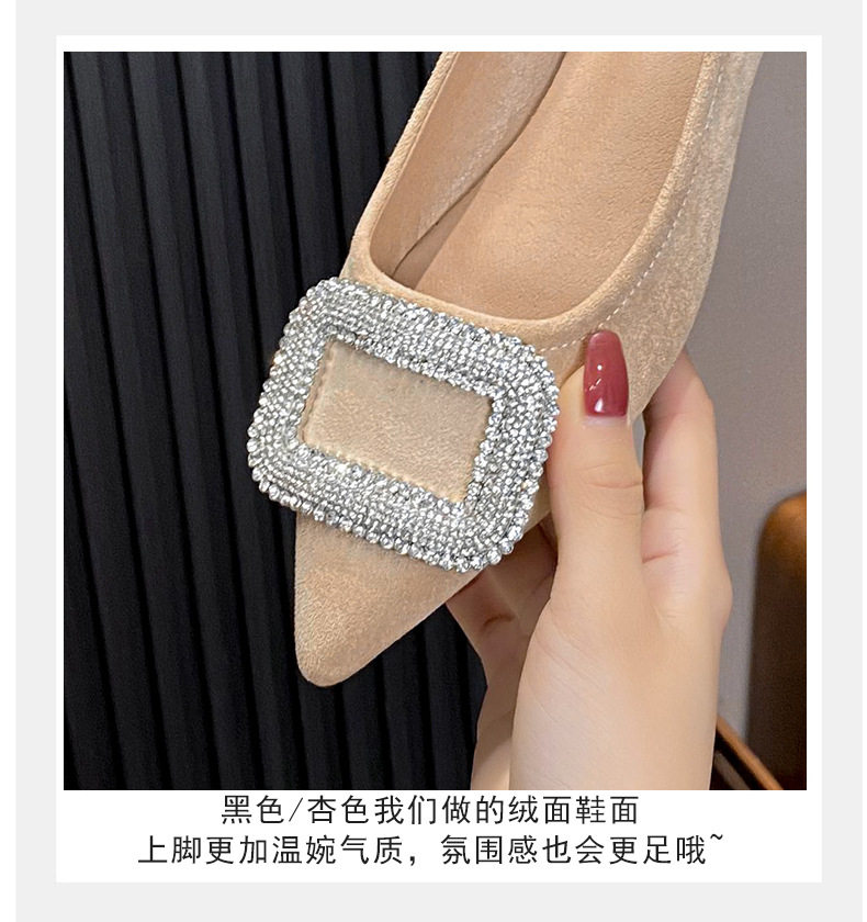 Giày búp bê nữ mũi nhọn đính đá lấp lánh gót thấp 1–3 cm — Màu bạc, Màu mơ, Màu đen chi tiết 17