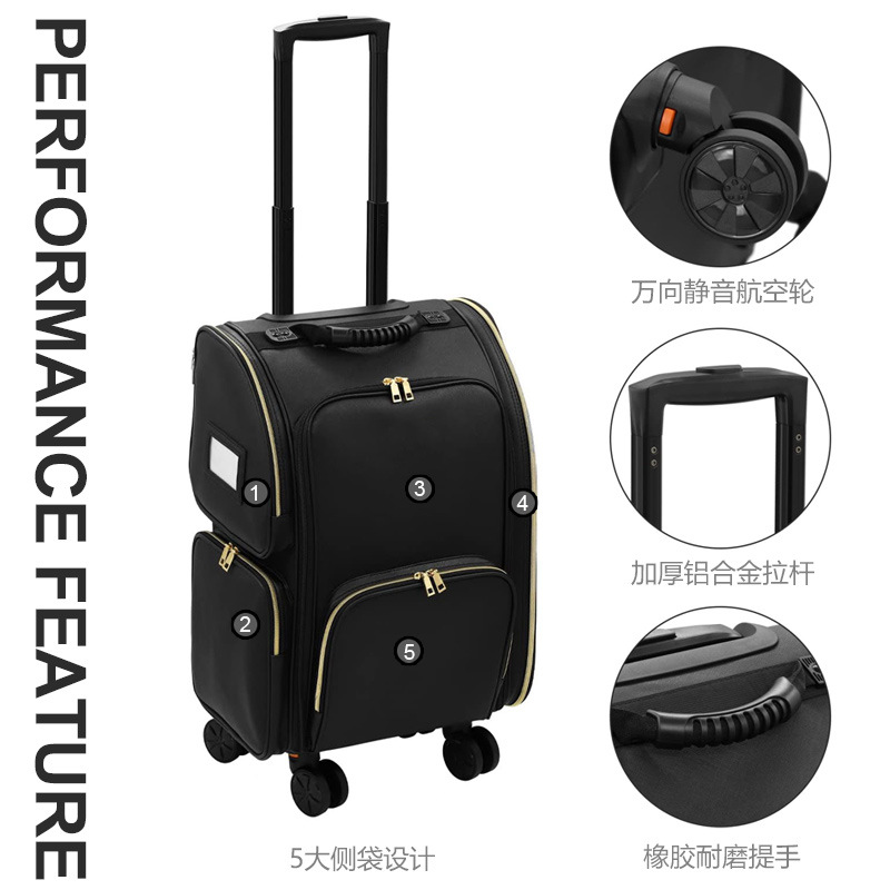 Explosiones transfronterizas clásicas de tela de Oxford maquillaje varilla de tracción multifuncional portátil bordado manicuras caja de herramientas de belleza