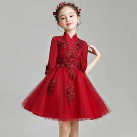 儿童公主裙2026新款冬季洋气轻奢女童钢琴演出服花童走秀钢演出服