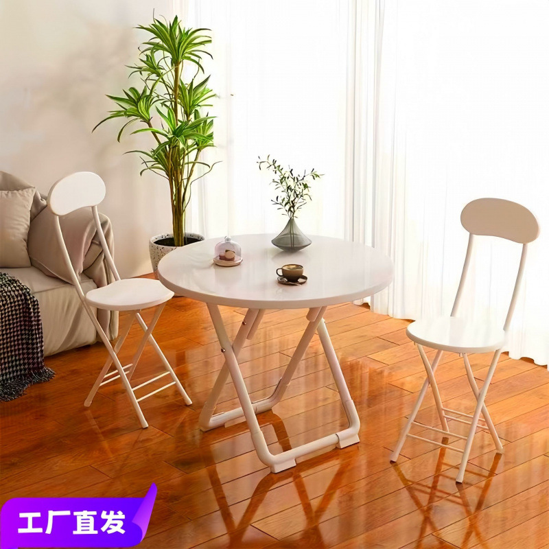 Folding Table Dining Table Home Outdoor Dining Square Table Portable Dining Table Balcony Round Table Simple Set Table and Chair Combination