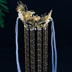 古風仙氣面簾遮臉掛耳漢服頭飾古裝民族風飾品遮面簾髮飾流蘇面具