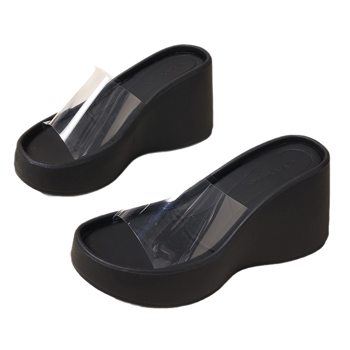 Transparent High-heeled Shoes Height Increase, Thick-soled Slip-on For Petite Women, New Women's Shoes, Crystal Wedge_vogvips.com