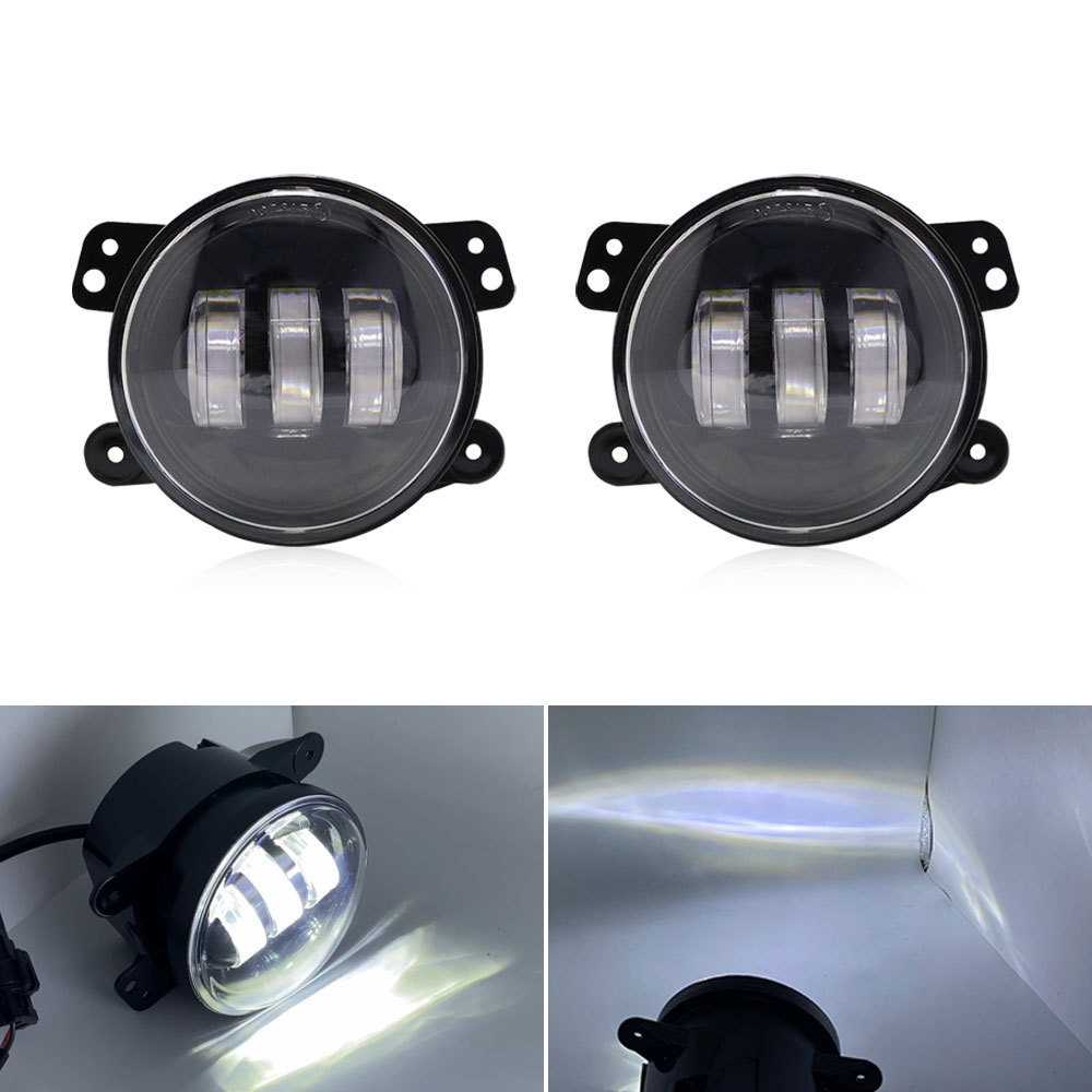 Cross-Border Applicable Jeep Wrangler Dodge 4-Inch 30W Led Fog Light Guide Jk Tj Front Bumper Light Car Fog Light