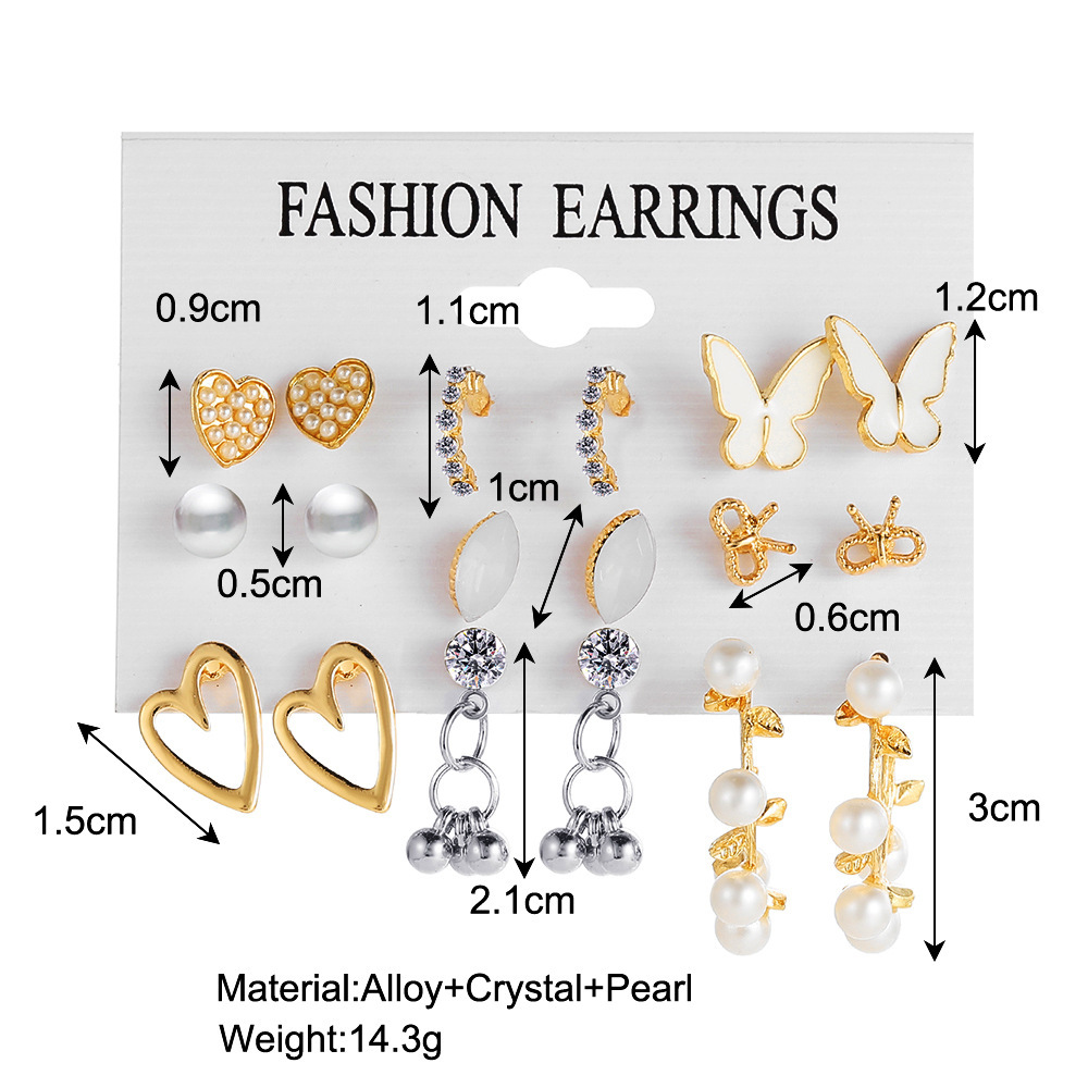 Fashion Heart Shape Bow Knot Alloy Inlay Artificial Pearls Zircon Women's Drop Earrings Ear Studs 1 Set display picture 1