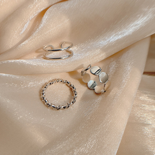 Three-Piece Set Ins Cold Wind Ring for Women, Fashion Personality, Unique Design, Stylish and Minimalist Ring