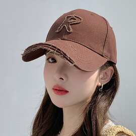 R标硬顶棒球帽女2024新款加大加深显脸小宽帽檐大头围鸭舌帽子男