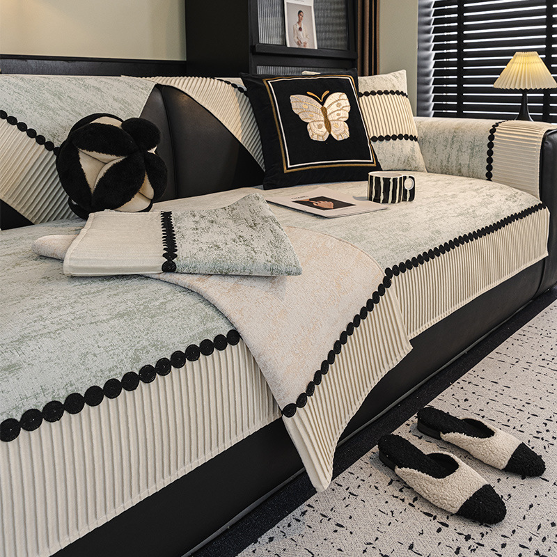 Light Luxury High-End Sofa Cushion, Suitable for All Seasons, Non-Slip Seat Cushion, French Style New Sofa Cover, Anti-Cat Scratch Cover Cloth