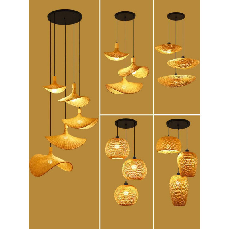 Bamboo Woven Chandelier for Dining Room, Bedroom, Living Room, Guesthouse, Chinese-Style Retro Rattan Multi-Head Staircase Bamboo Art Lighting Bamboo Woven Chandelier for Dining Room, Bedroom, Living Room, Guesthouse, Chinese-Style Retro Rattan Multi-Head Staircase Bamboo Art Lighting