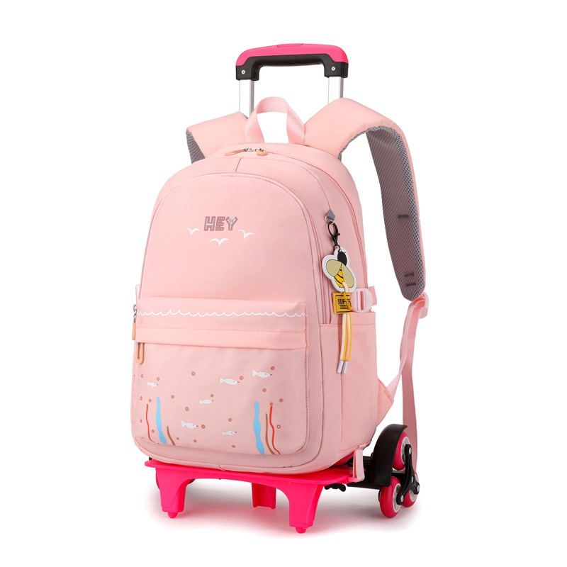 Natural Fish nuevo grado 2 a 6 escalera escalada carro mochila Junior High School niños gran capacidad desmontable entrega de una sola pieza