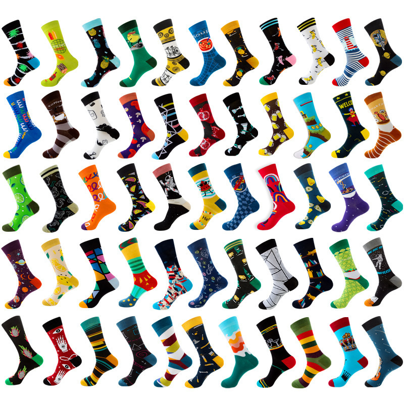 Original Design Amazon Autumn and Winter New Geometric Men's Socks Fruit Women's Socks Street Trendy Socks Astronaut Mid-Calf Socks