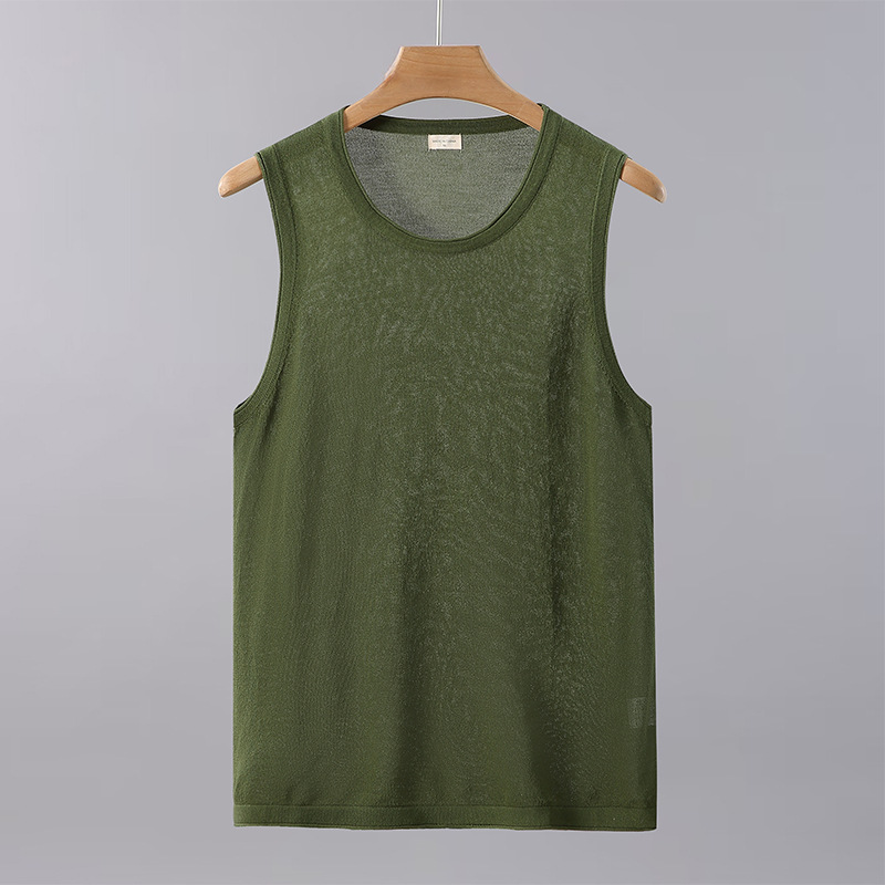 Αθλητικό γιλέκο ανδρικό καλοκαιρινό, μοντέρνο Instagram λευκό μονόχρωμο αμάνικο μπλουζάκι γυμναστικής με κοντό μανίκι_voghion.com