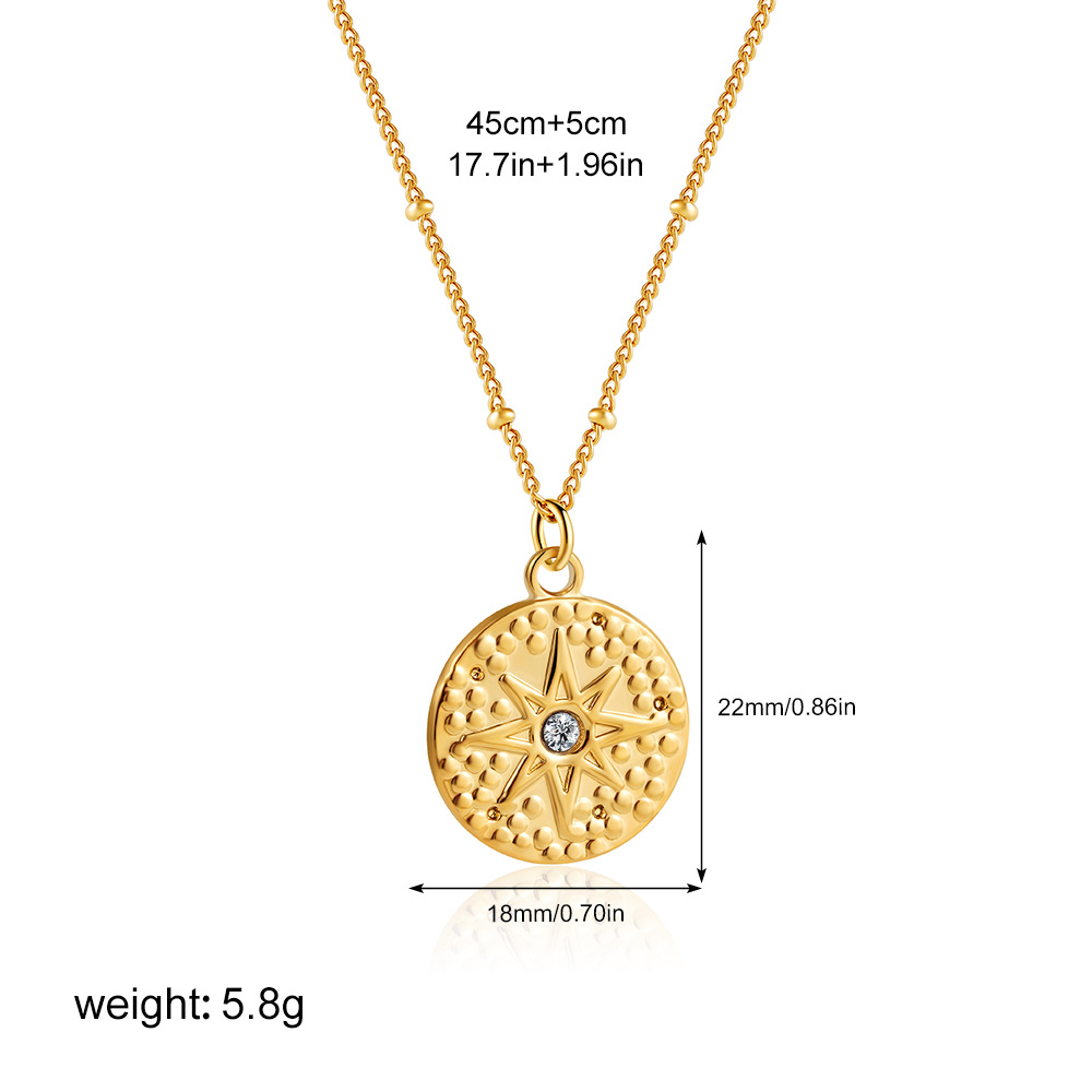Real Gold Plated Plating Material Wholesale Jewelry Simple Style Classic Style Cross Star Water Droplets 304 Stainless Steel 18K Gold Plated Plating Cable Chain Pendant Necklace