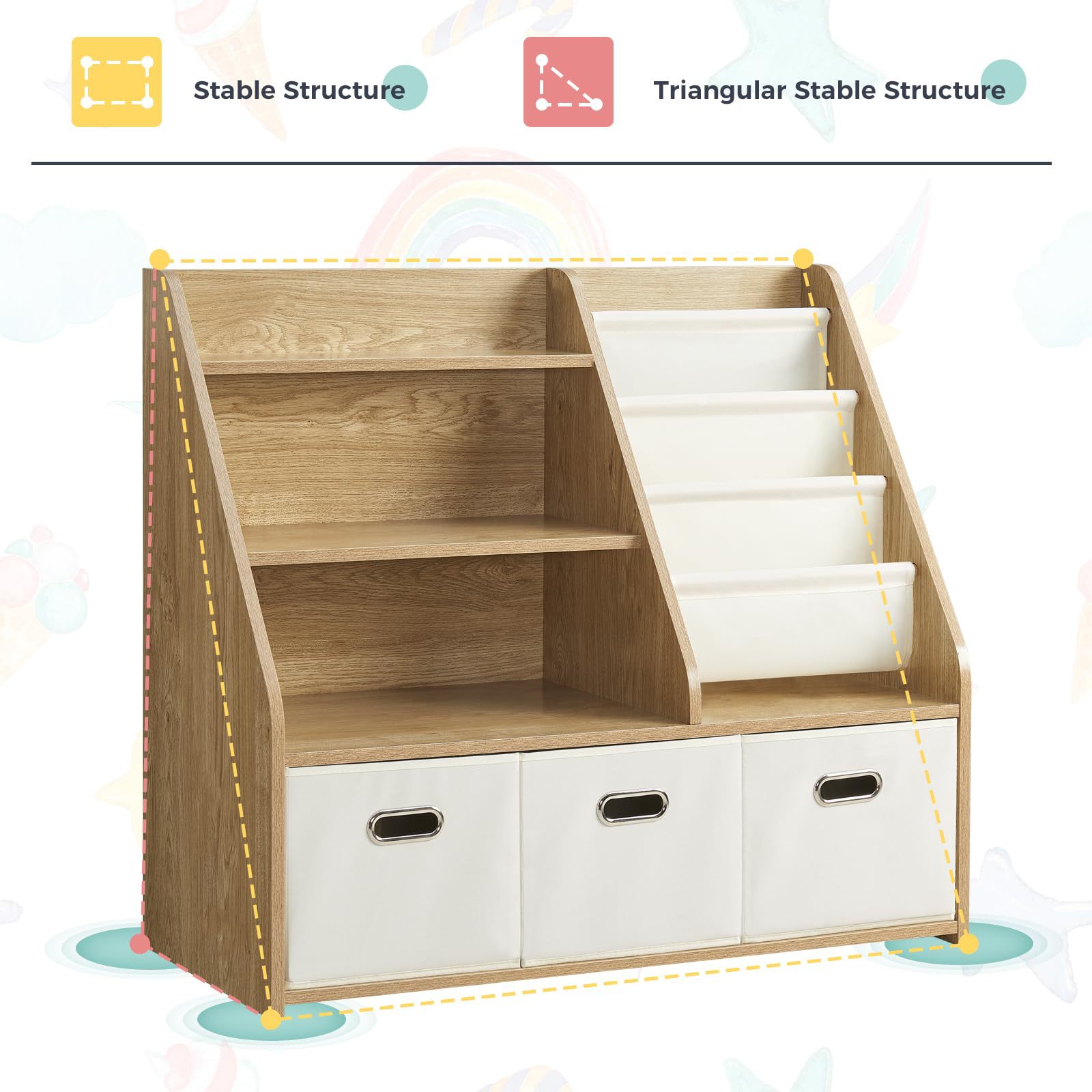 Cross-border Solid Wood Multi-layer Montessori Kindergarten Toy Storage Rack Children's Bookshelf Children's Toy Organizer Shelf