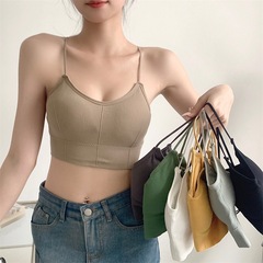 性感後背交叉吊帶辣妹美背背心帶胸墊裹胸外穿打底抹胸內衣女