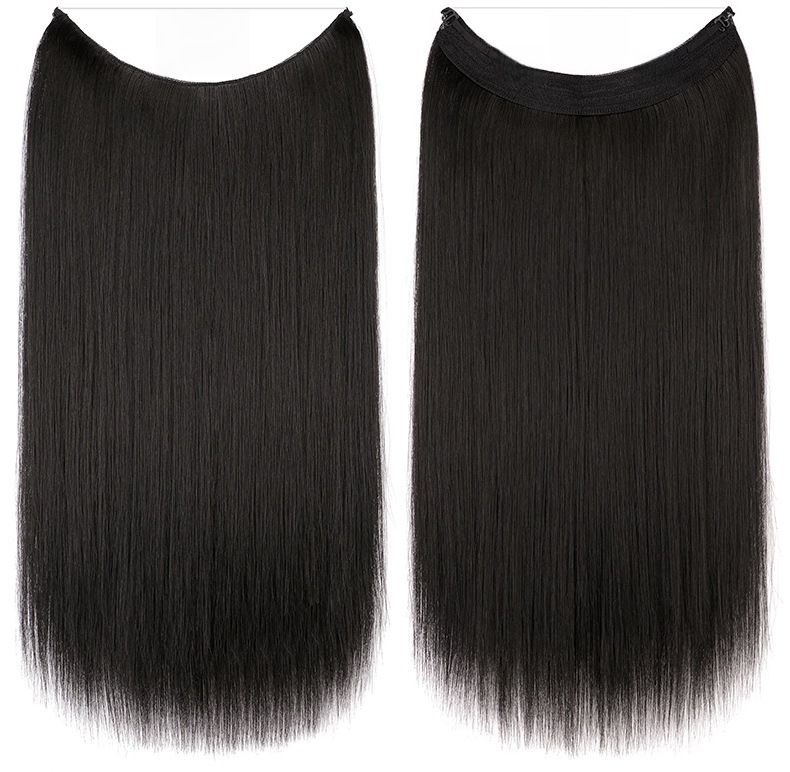 Nuevas pelucas de fibra de pescado cortina de cabello pelucas largo cabello recto sin marcas extensiones de cabello 26 pulgadas comercio exterior