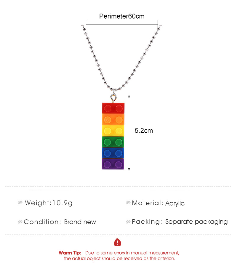 Wholesale Jewelry Rainbow Building Blocks Pendant Earrings Necklace Nihaojewelry