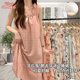 Girl's Sling Pajamas Student Baby Cotton Nightgown with Chest Pad Summer New Mid-length dress Home Clothes