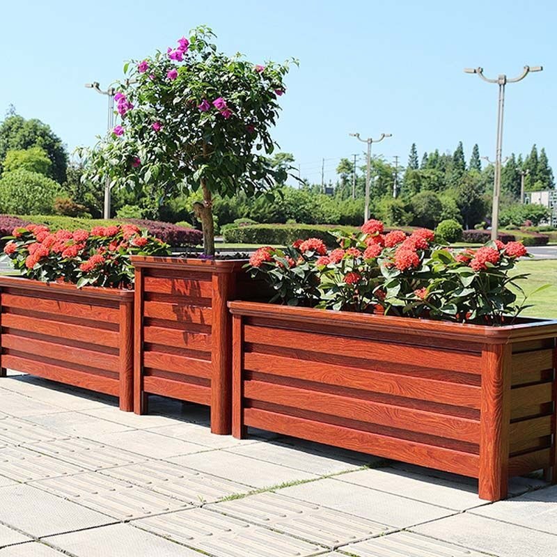 Aluminum alloy flower boxes for outdoor use, suitable for patios, gardens, fences, balconies, and public spaces; mobile flower beds and planting containers