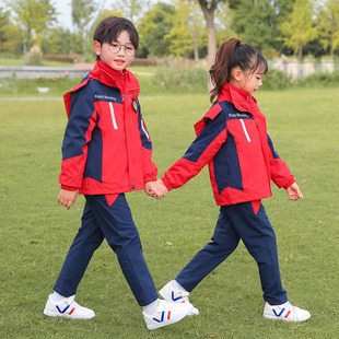 School Uniform suit Primary School Students Winter Clothes Children's Sportswear Class Clothes Kindergarten Waterproof Red Garden Clothes Winter