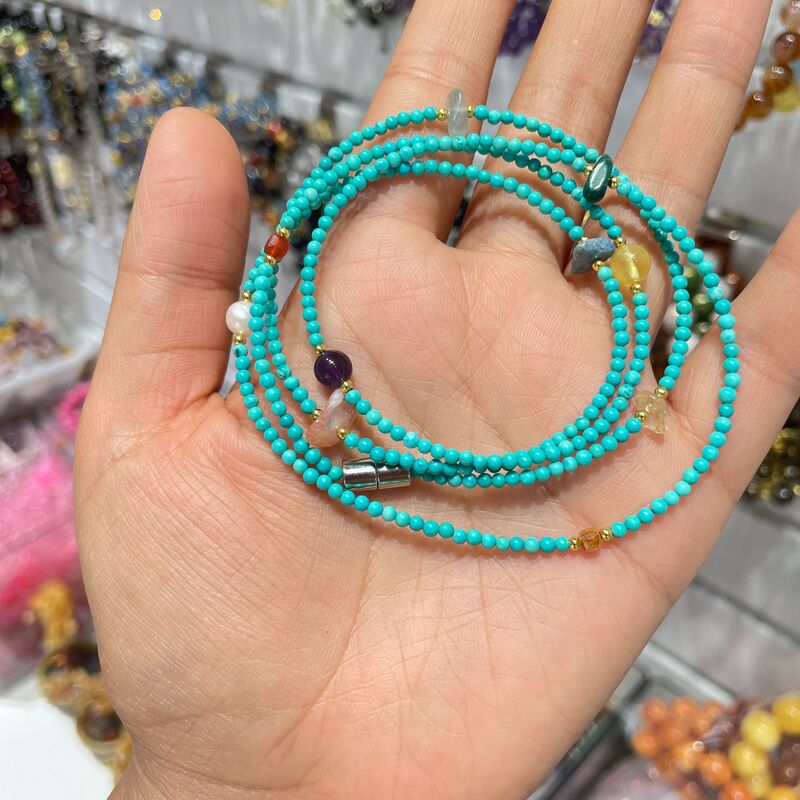 Turquoise Four-Circle Multi-Gem Bracelet 3mm Natural Crystal Versatile Luxury Bracelet Holiday Birthday Gift Turquoise Four-Circle Multi-Gem Bracelet 3mm Natural Crystal Versatile Luxury Bracelet Holiday Birthday Gift