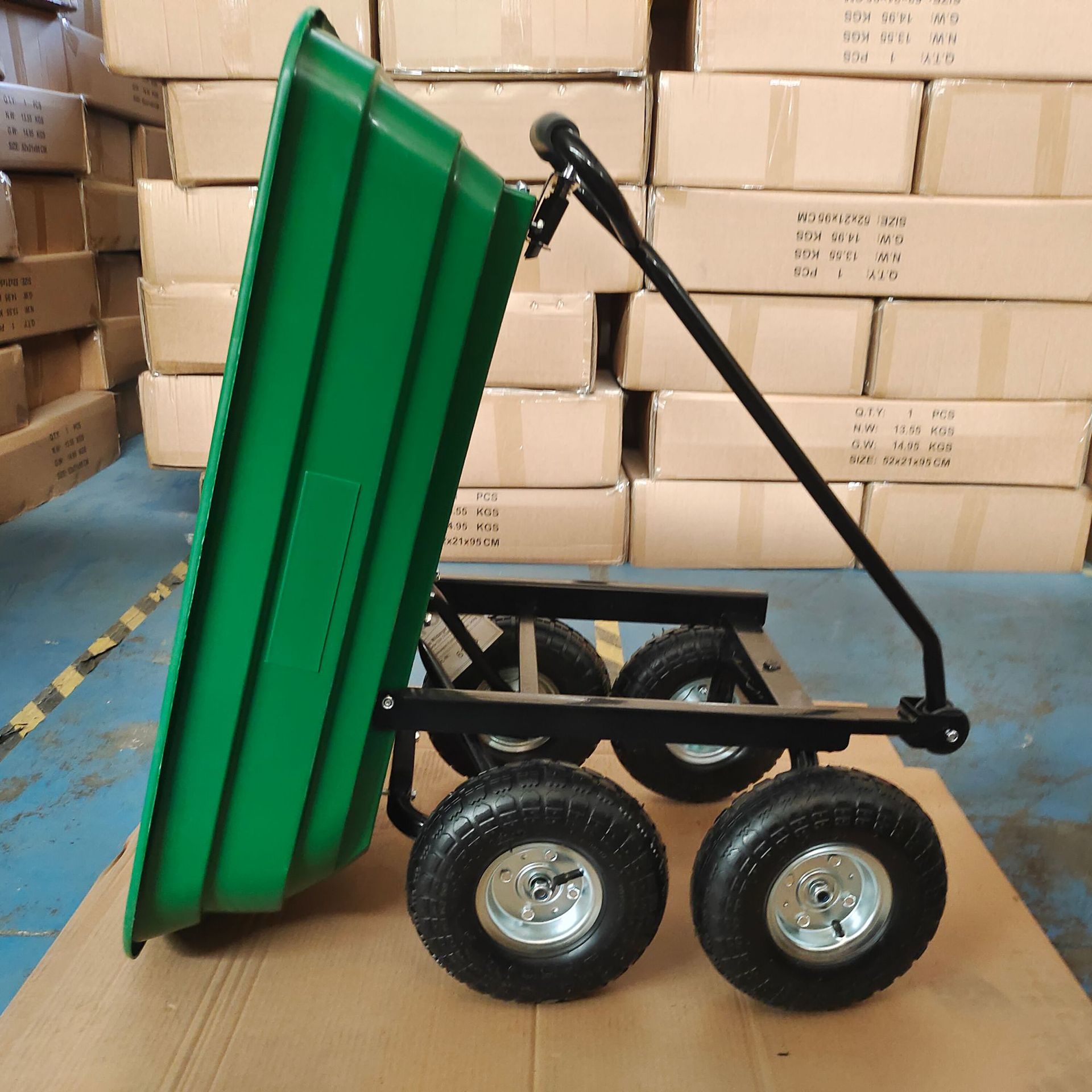 メーカー卸売ガーデニング牽引カートトラクターガーデンツールカートガーデンゴミダンプカートダンプトラック