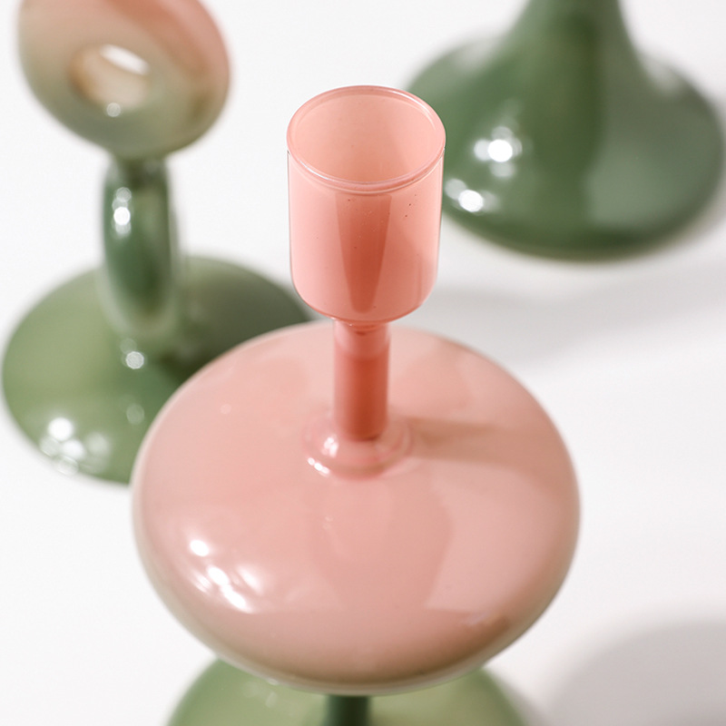 Luz de lujo arte de vidrio de colores candelabros rosa verde gradiente estilo nórdico decoración del hogar modelo de habitación hotel