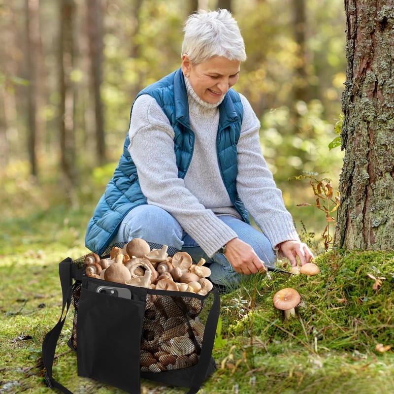 Outdoor Orchard Mushroom Picking Bag Fruit Picking Bag Foldable Large Capacity Mesh Bag Outdoor Shoulder Bag Storage Bag