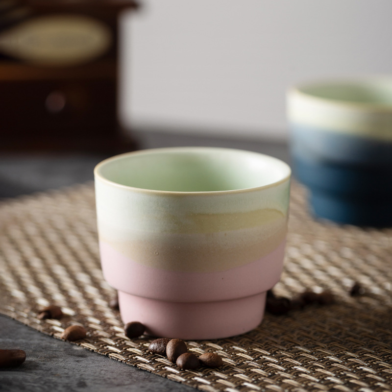 Taza de cerámica de estilo chino Taza de degustación de café de oficina Taza para el hogar Taza creativa de horno rosa personalizada