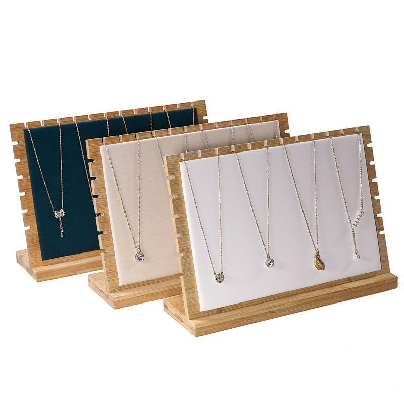 竹木項鍊架吊墜展示架手鍊鎖骨鏈展示板櫃檯首飾展示道具批發