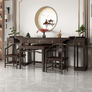 New Chinoiserie Nave Six-Piece Set of Hall House Offering Table Solid Wood Strip Case Eight Immortals Table Shrine Long Table with Raised Head Table for Home Use