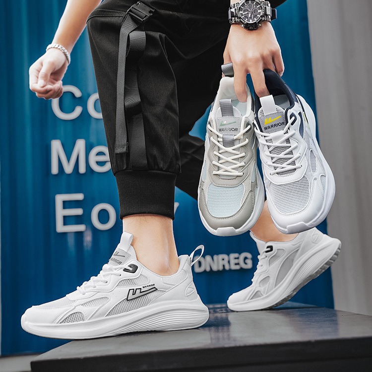 Zapatillas de malla transpirables y ligeras con cordones degradados, calzado versátil de suela gruesa, nuevas zapatillas deportivas casuales para hombre.