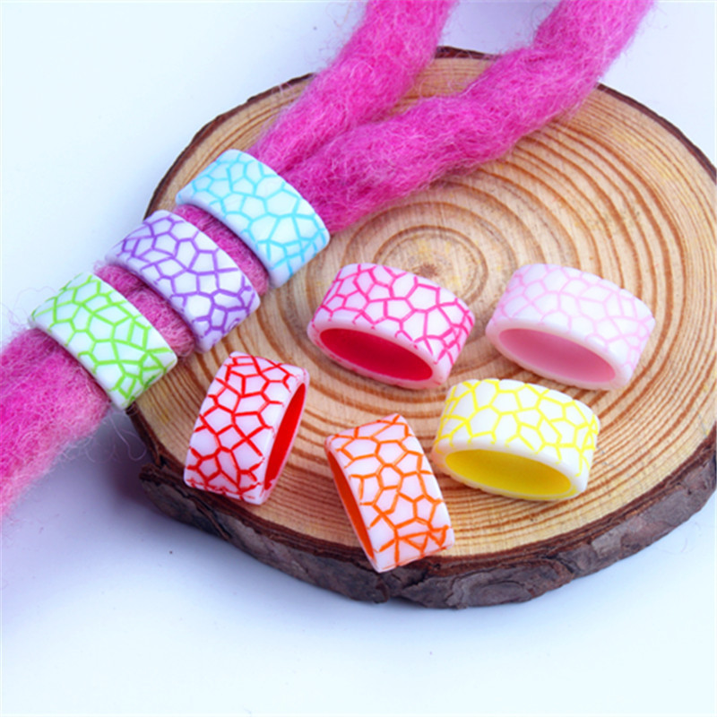 African Wig Dirty Braid Reggae Plastic Colorful Hair Ring Big Hole Bead Headwear Children's Hair Braid DIY Beads