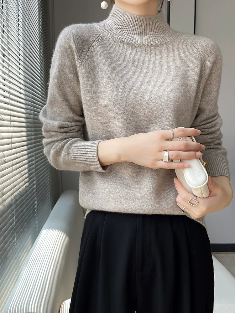 Свитер из горного кашемира с вырезом, женский свитер, Модный Новый утолщенный пуловер с внутренней стороны, вязаная Базовая рубашка с длинными рукавами, утягивающая