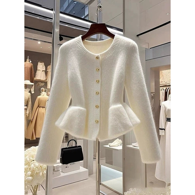 Маленький белый кардиган, демисезонный свитер, жакет, в стиле Chanel