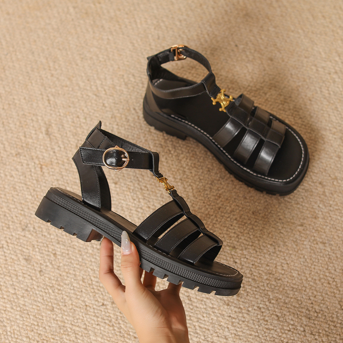 Women's Summer New Flat Sandals for Foreign Trade, Japanese Style Wide Toe Soft Sole Comfortable Roman Shoes, College Style Clogs